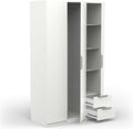 Armoire dressing 3 portes 2 tiroirs 4 niches blanc mat