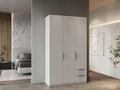 Armoire dressing 3 portes 2 tiroirs 4 niches blanc mat