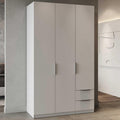 Armoire dressing 3 portes 2 tiroirs 4 niches blanc mat