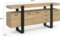 Buffet 180 cm 4 portes 3 tiroirs bois noir