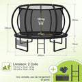 Trampoline extérieur 228 305 366 427 cm filet sécurité charge 150 kg