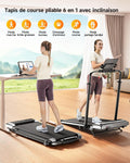 Tapis de course 6 en 1 pente 1 à 12% vitesse 12 km/h colonne télescopique 115 cm moteur 25 HP compact portable