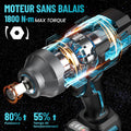 Clé à chocs sans fil 1800Nm boulonneuse 3/4 pouces 2 batteries 10000mAh 18V 3 vitesses adaptateur douilles 34mm