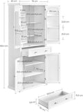 Buffet haut cuisine 182 cm avec tiroir placards étagères réglables blanc