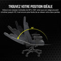 Fauteuil gaming tissu coussins mémoire forme gris noir