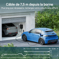 Borne recharge véhicule électrique 7 kW câble 7,5 m RFID RCD type B IP54