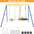 Portique balançoire métal 2 sièges cadre en A cordes réglables charge 300 kg