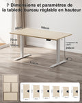 Bureau assis debout électrique 160x80 cm hauteur réglable mémoire anti collision