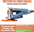 Ponceuse excentrique 150 mm 350 W 7 vitesses avec disques et mallette