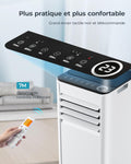 Climatiseur mobile 9000 BTU 26 kW télécommande 4 en 1 silencieux LED minuterie 24h surface 25 m²