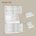 Buffet haut vaisselier avec prises LED plans travail tiroirs 40x100x180 cm blanc