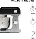 Robot pâtissier KMX750BK bol inox 5 L sécurité boîtier métal kit pâtisserie 3 pièces protection anti éclaboussures 1000W noir