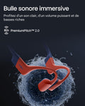 Casque conduction osseuse OpenSwim Pro IP68 Bluetooth 54 stockage MP3 32Go autonomie 9h rouge