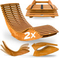 Lot 2 chaises longue bascule bois acacia pliables ergonomiques