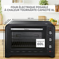 Four électrique 60 L chaleur tournante 7 modes tournebroche thermostat 240 degrés